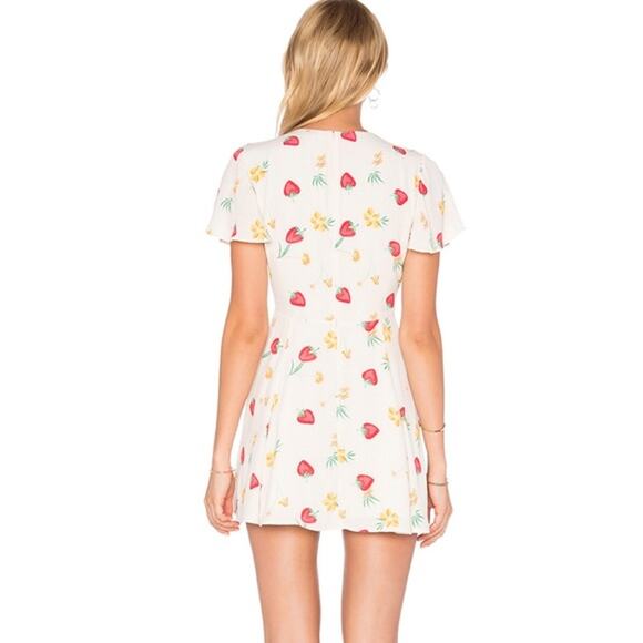 Privacy Please Dixie Mini Dress Strawberry Print Plunge Neck size XS - Picture 3 of 10